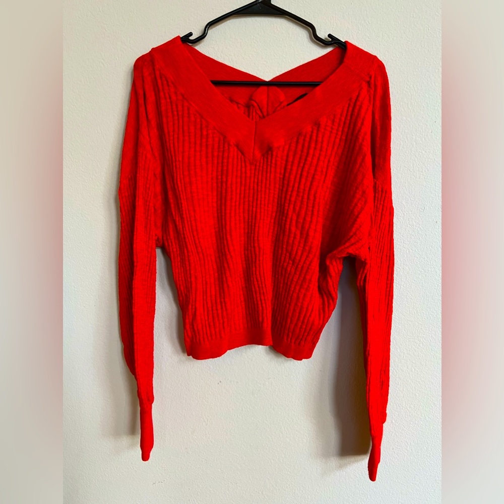 Red Off Shoulder Sweater